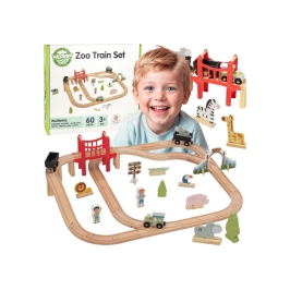 WOOPIE GREEN Drewniana Kolejka ZOO Zestaw XL Pociąg na Magnes Tor 60 el. FSC WOOPIE GREEN Drewniana Kolejka ZOO Zestaw XL Pociąg na Magnes Tor 60 el. FSC