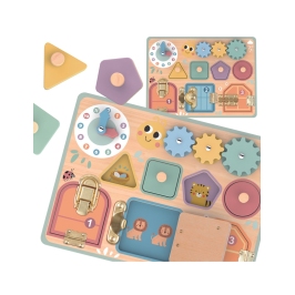 TOOKY TOY Tablica Manipulacyjna Zamki Zębatki Sorter Zegar
