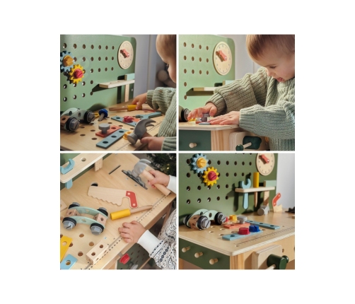 WOOPIE GREEN Drewniany Warsztat STEM Zestaw z Narzędziami