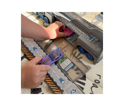 WOOPIE Zestaw Ciężarówka Policyjna Laweta Garaż Tor Wyścigowy