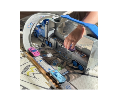 WOOPIE Zestaw Ciężarówka Policyjna Laweta Garaż Tor Wyścigowy