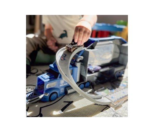 WOOPIE Zestaw Ciężarówka Policyjna Laweta Garaż Tor Wyścigowy