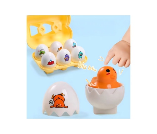 WOOPIE Układanka Sorter Montessori Dopasuj Kształty Wesołe Kurczaczki Jajka 6szt