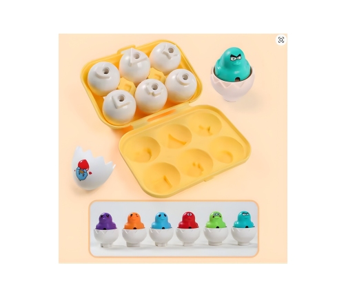 WOOPIE Układanka Sorter Montessori Dopasuj Kształty Wesołe Kurczaczki Jajka 6szt