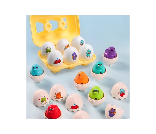 WOOPIE Układanka Sorter Montessori Dopasuj Kształty Wesołe Kurczaczki Jajka 6szt