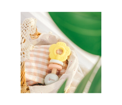 CLASSIC WORLD Drewniana Pastelowa Grzechotka Gryzak 2w1 Kwiatuszek