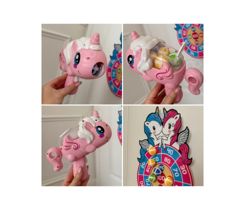 WOOPIE Gra Zręcznościowa w Rzutki na Rzepy Zestaw 2w1 Tarcza Wyrzutnia Jednorożec