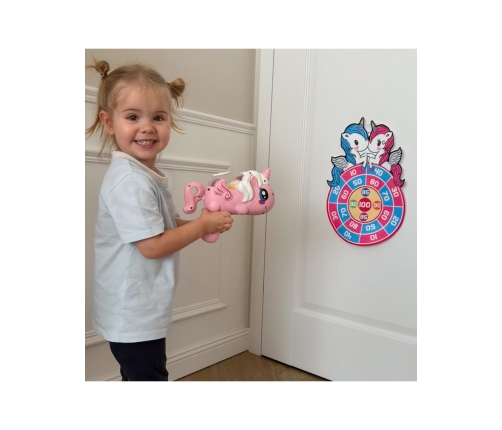 WOOPIE Gra Zręcznościowa w Rzutki na Rzepy Zestaw 2w1 Tarcza Wyrzutnia Jednorożec