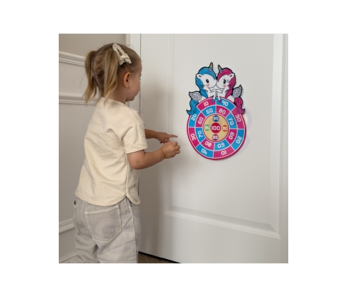 WOOPIE Gra Zręcznościowa w Rzutki na Rzepy Zestaw 2w1 Tarcza Wyrzutnia Jednorożec