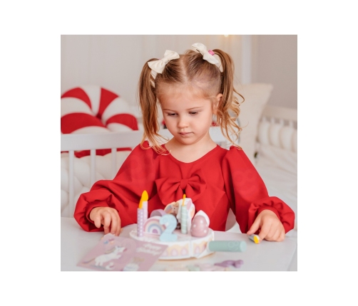 TOOKY TOY Drewniany Tort Urodzinowy Krajalny Na Rzepy