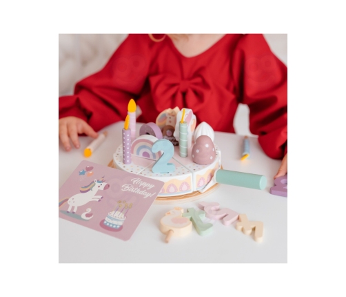 TOOKY TOY Drewniany Tort Urodzinowy Krajalny Na Rzepy