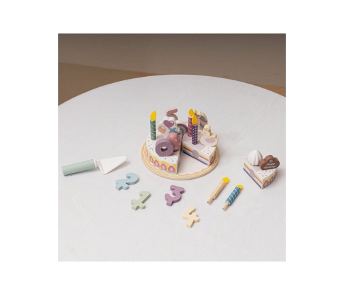 TOOKY TOY Drewniany Tort Urodzinowy Krajalny Na Rzepy