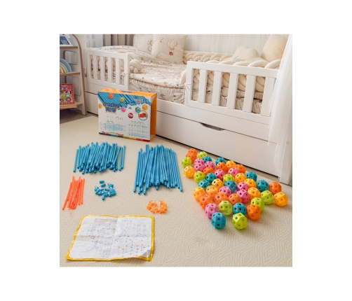 WOOPIE Zestaw Konstrukcyjny XXL Klocki do Budowania Namiotu Bazy Rurki Słomki 340 el.