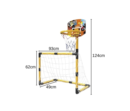 WOOPIE Zestaw 2w1 koszykówka Bramka do Piłki Nożnej + Piłki i Pompka