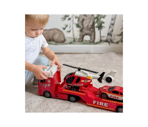 WOOPIE Zestaw Pojazdów Laweta Strażacka Helikopter Samochód Dźwięk Światła
