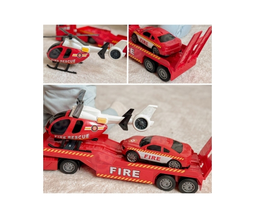 WOOPIE Zestaw Pojazdów Laweta Strażacka Helikopter Samochód Dźwięk Światła