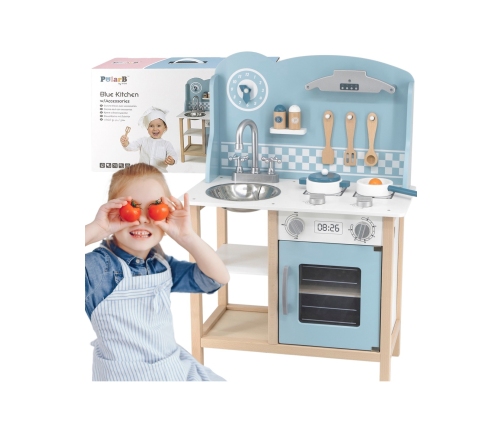VIGA PolarB Drewniana Kuchnia z Akcesoriami Silver - Blue