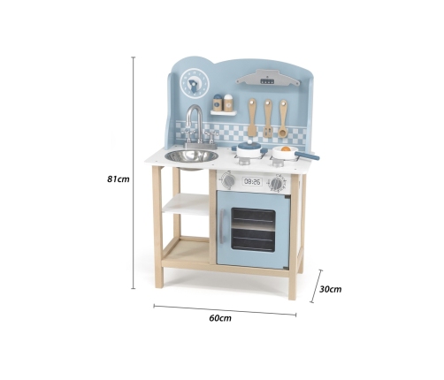 VIGA PolarB Drewniana Kuchnia z Akcesoriami Silver - Blue