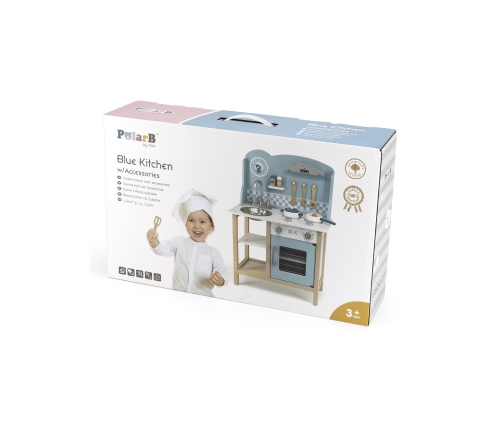 VIGA PolarB Drewniana Kuchnia z Akcesoriami Silver - Blue