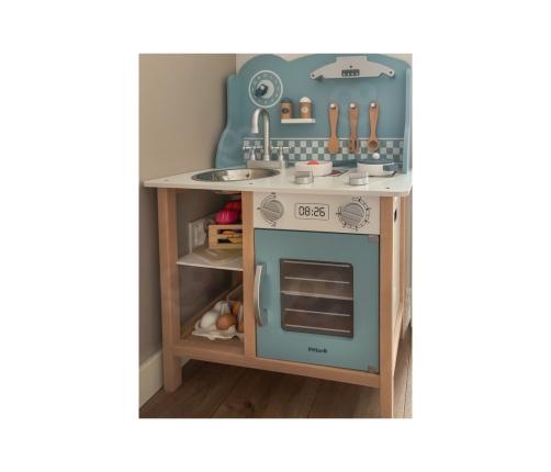 VIGA PolarB Drewniana Kuchnia z Akcesoriami Silver - Blue