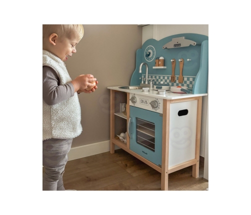 VIGA PolarB Drewniana Kuchnia z Akcesoriami Silver - Blue