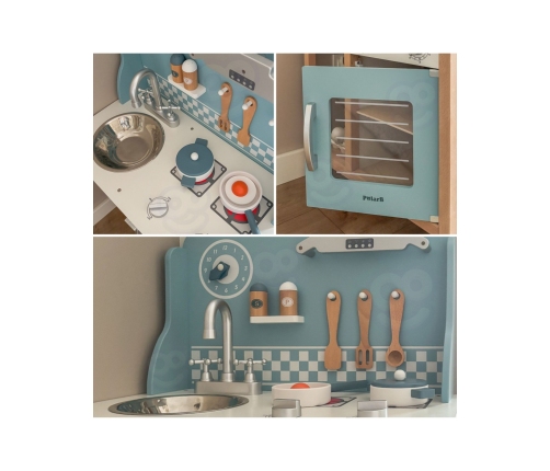 VIGA PolarB Drewniana Kuchnia z Akcesoriami Silver - Blue