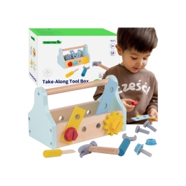 TOOKY TOY Drewniana Skrzynka z Narzędziami Zestaw 18 el.