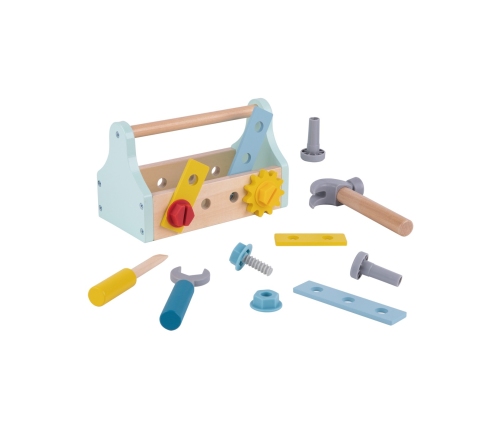 TOOKY TOY Drewniana Skrzynka z Narzędziami Zestaw 18 el.