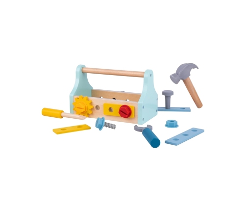 TOOKY TOY Drewniana Skrzynka z Narzędziami Zestaw 18 el.