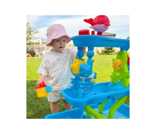 WOOPIE Stolik Wodny 4w1 Piaskownica Wodospad XL 4-Poziomowy Delfin