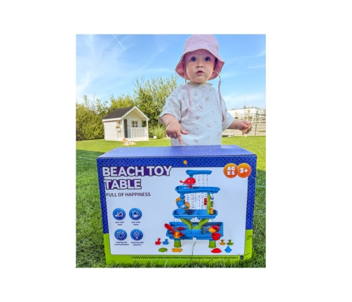 WOOPIE Stolik Wodny 4w1 Piaskownica Wodospad XL 4-Poziomowy Delfin