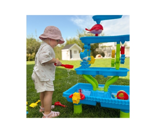WOOPIE Stolik Wodny 4w1 Piaskownica Wodospad XL 4-Poziomowy Delfin