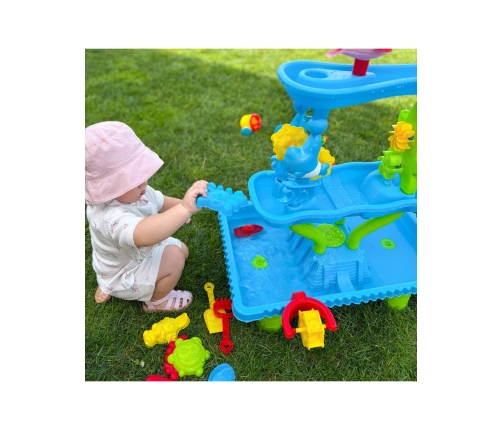 WOOPIE Stolik Wodny 4w1 Piaskownica Wodospad XL 4-Poziomowy Delfin