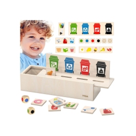 VIGA Układanka Gra edukacyjna drewniana do nauki sortowania śmieci
