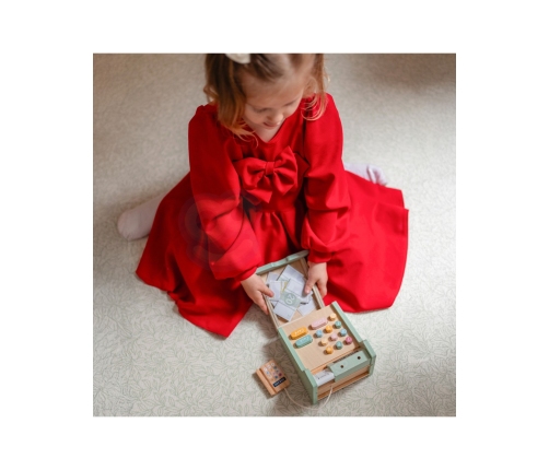 WOOPIE GREEN Drewniana Kasa Sklepowa Edukacyjna z Akcesoriami 23 el. FSC