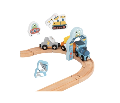 TOOKY TOY Drewniana Kolejka Kosmiczna Zestaw Tory