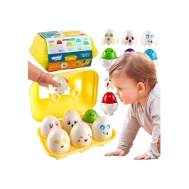 WOOPIE Układanka Sorter Montessori Dopasuj Kształty Wesołe Kurczaczki Jajka 6szt