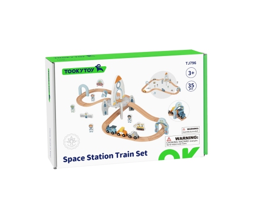 TOOKY TOY Drewniana Kolejka Kosmiczna Zestaw Tory