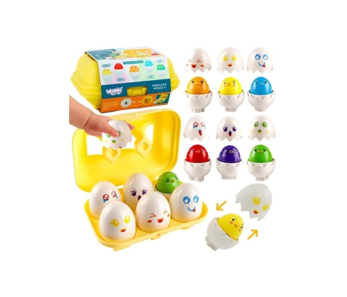 WOOPIE Układanka Sorter Montessori Dopasuj Kształty Wesołe Kurczaczki Jajka 6szt
