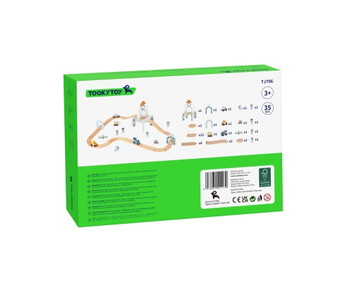 TOOKY TOY Drewniana Kolejka Kosmiczna Zestaw Tory