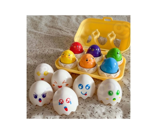 WOOPIE Układanka Sorter Montessori Dopasuj Kształty Wesołe Kurczaczki Jajka 6szt