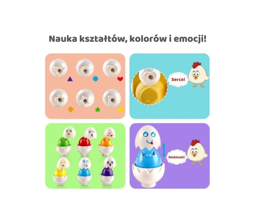 WOOPIE Układanka Sorter Montessori Dopasuj Kształty Wesołe Kurczaczki Jajka 6szt