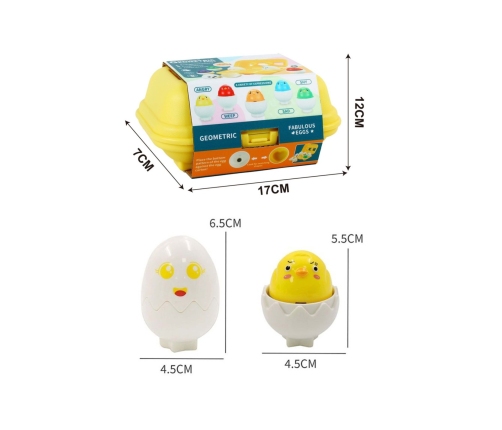 WOOPIE Układanka Sorter Montessori Dopasuj Kształty Wesołe Kurczaczki Jajka 6szt