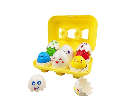 WOOPIE Układanka Sorter Montessori Dopasuj Kształty Wesołe Kurczaczki Jajka 6szt