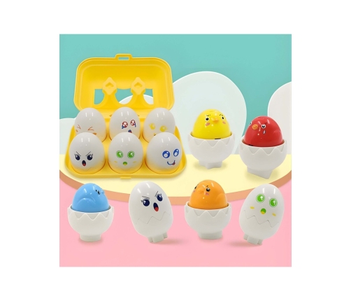 WOOPIE Układanka Sorter Montessori Dopasuj Kształty Wesołe Kurczaczki Jajka 6szt