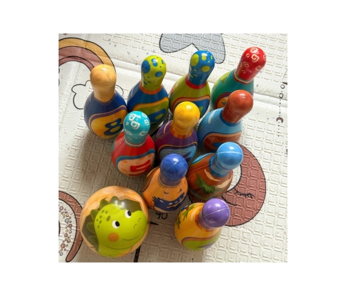 WOOPIE Gra Zręcznościowa Kręgle Dinozaury Zestaw 12el.