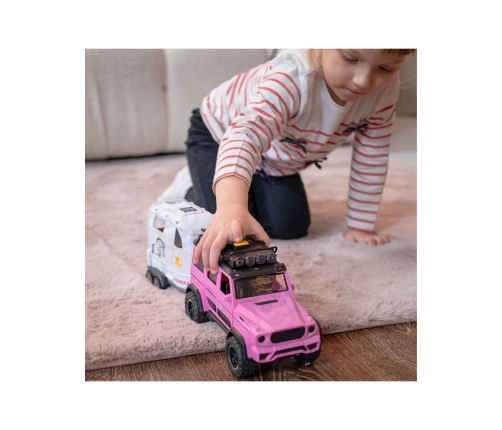 WOOPIE Zestaw Różowy Samochód Terenowy z Przyczepką i Figurką Konia