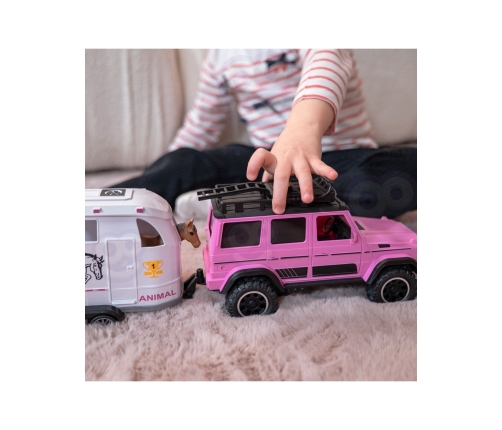 WOOPIE Zestaw Różowy Samochód Terenowy z Przyczepką i Figurką Konia