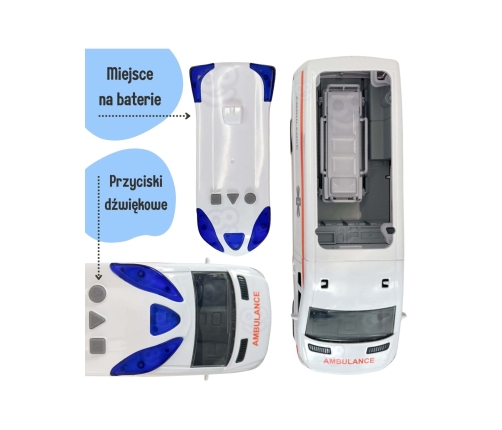 WOOPIE Pogotowie Karetka Ambulans Nosze w Zestawie + Sygnały Dźwiękowe I Świetlne