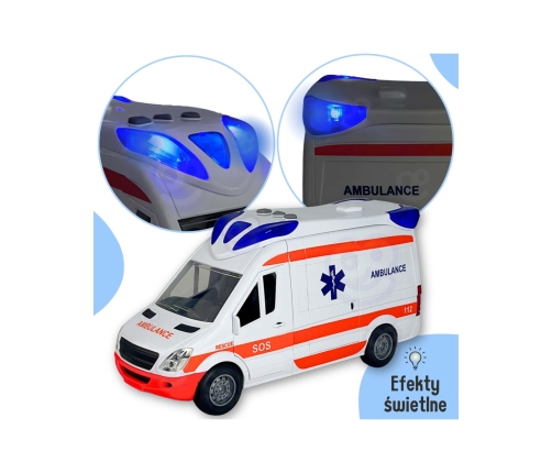 WOOPIE Pogotowie Karetka Ambulans Nosze w Zestawie + Sygnały Dźwiękowe I Świetlne